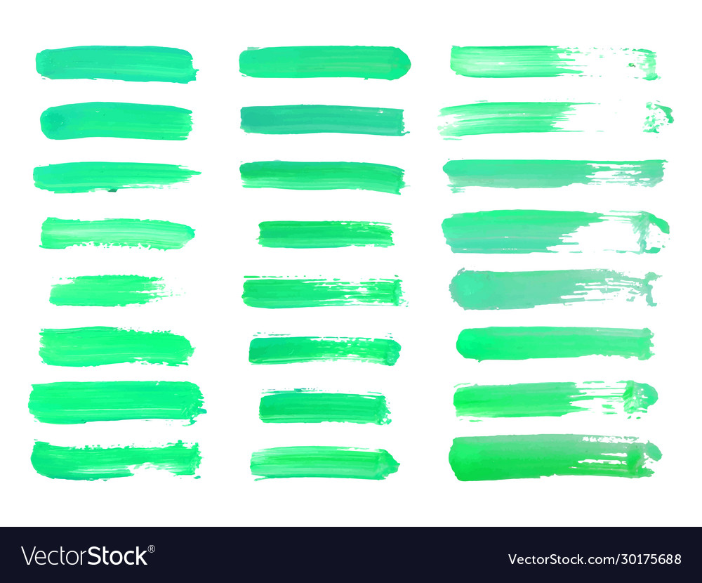 Abstract Watercolor Green Brush Strokes Isolated Vector Image