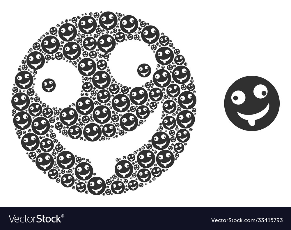 Idiot Smiley Collage Self Icons Royalty Free Vector Image