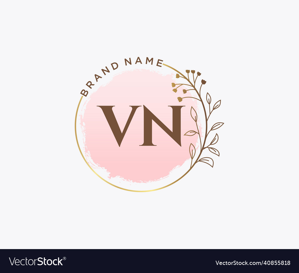 Initial Vn Feminine Logo Usable For Nature Salon Vector Image