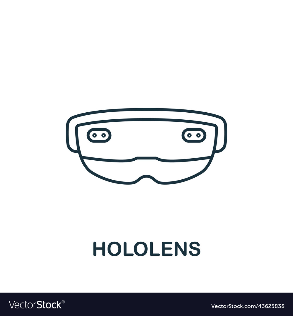 Hololens Icon Monochrome Simple Line Future Vector Image