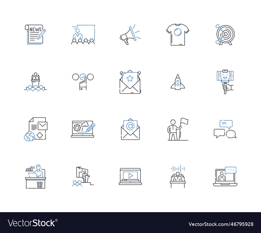 Branding Line Icons Collection Identity Royalty Free Vector