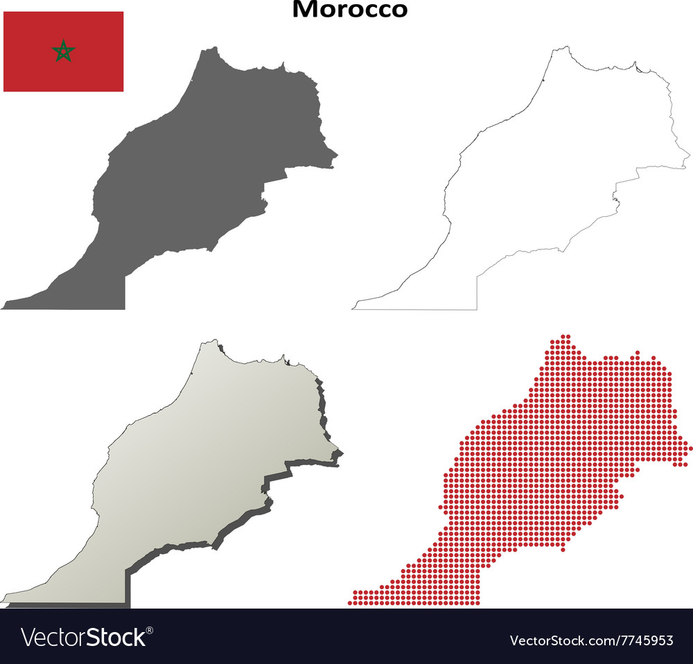 Morocco Outline Map Set Royalty Free Vector Image