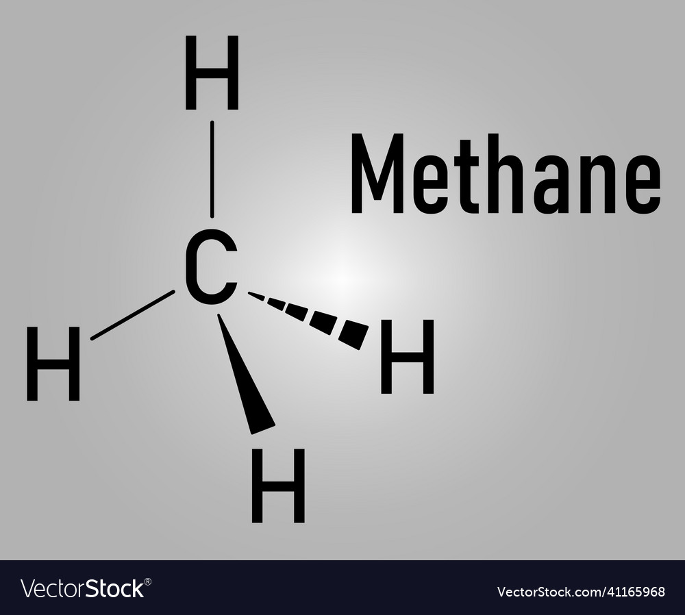 Methane Natural Gas Molecule Skeletal Formula Vector Image