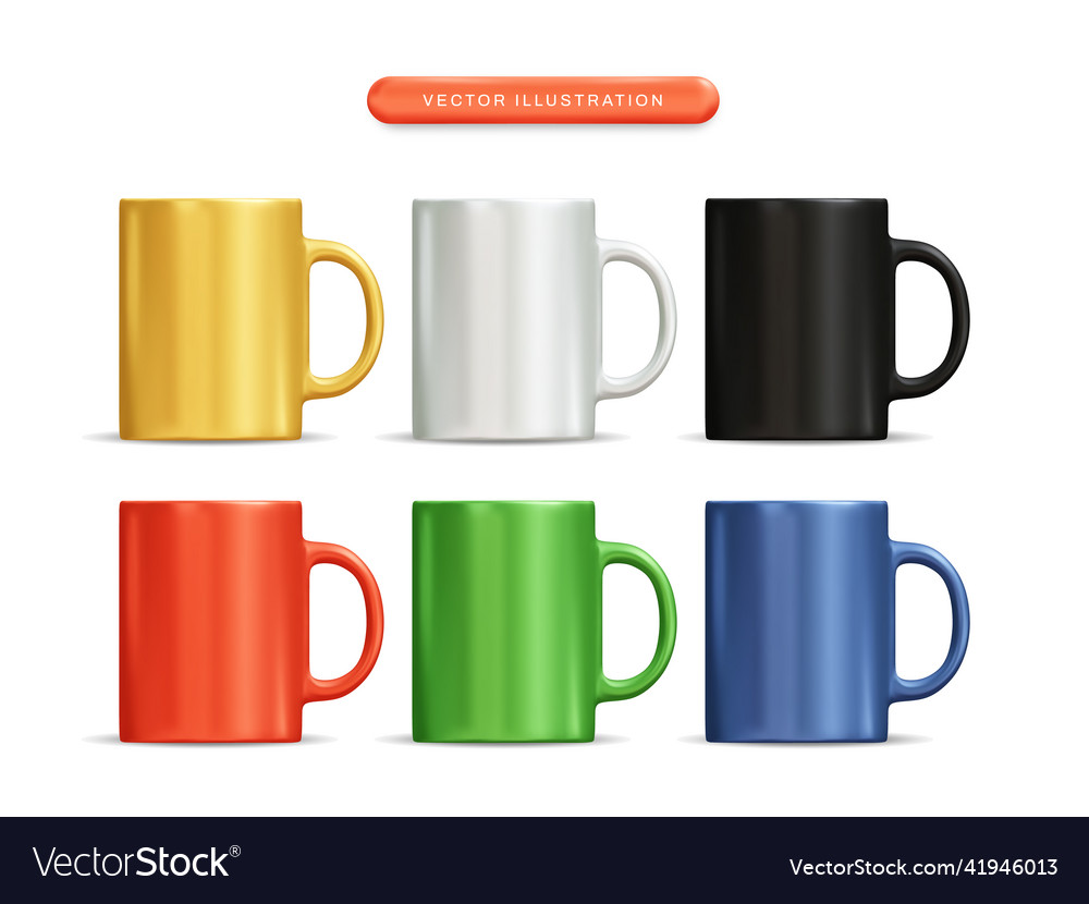 Colorful Mug Realistic D Set Royalty Free Vector Image