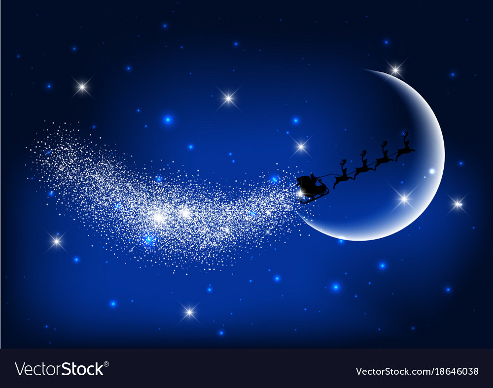 Santa Flying Through The Night Sky Royalty Free Vector Image