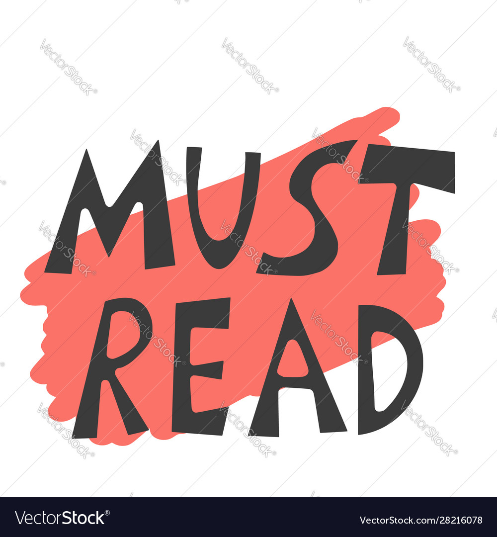 Must Read Text Emblem Hand Drawn Quote Royalty Free Vector