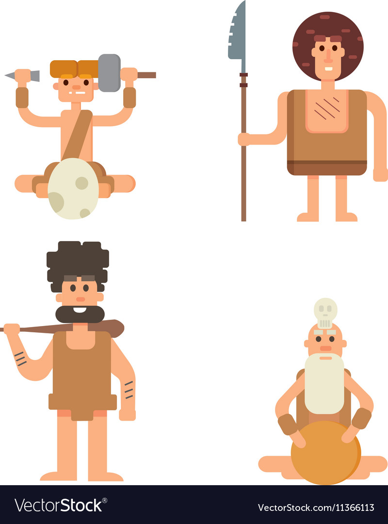 Caveman Primitive Stone Age People Royalty Free Vector Image