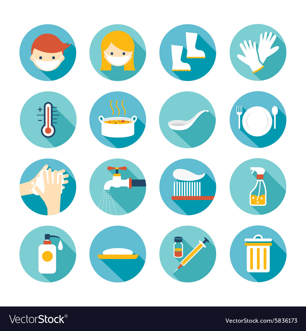 Health And Sanitation Flat Icons Set Royalty Free Vector