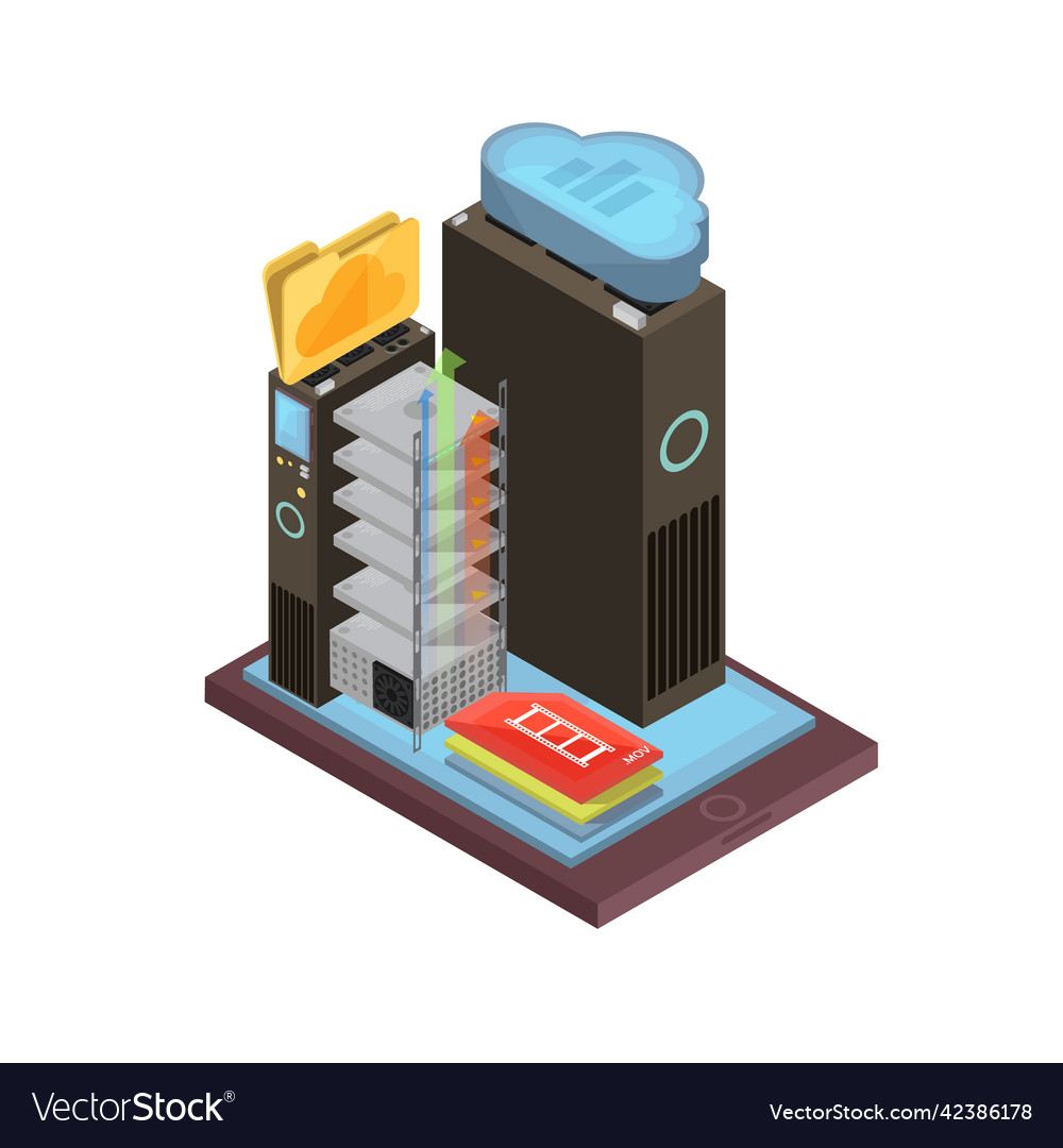 Cloud Storage Isometric Design Royalty Free Vector Image