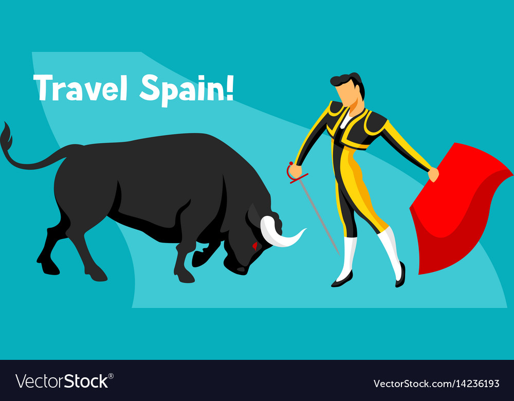 Traditional Spanish Corrida Bull And Toreador Vector Image