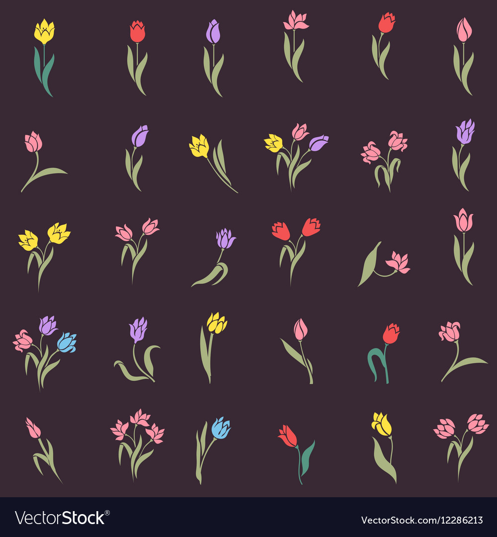 Beautiful Silhouettes Of Tulips Royalty Free Vector Image