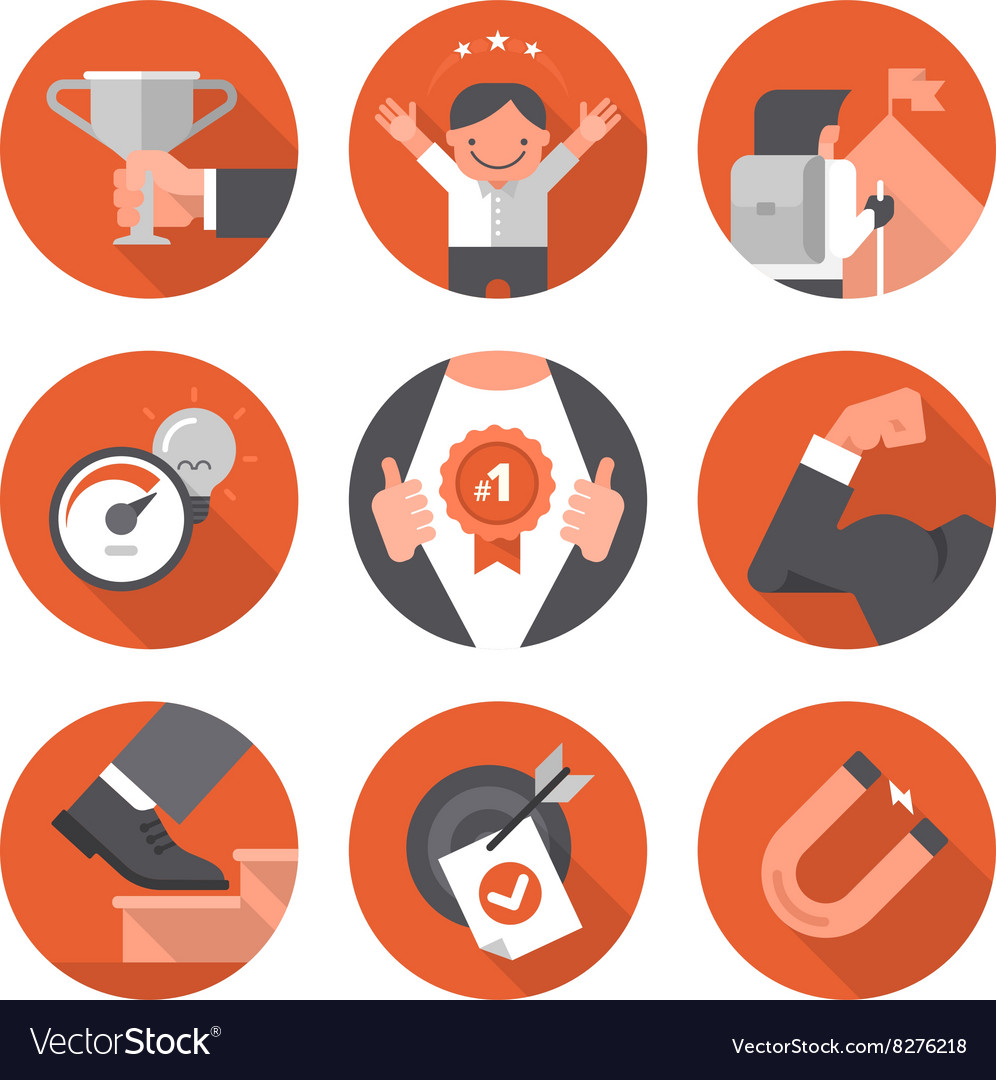 Icons Of Motivation And Setting Goals Royalty Free Vector