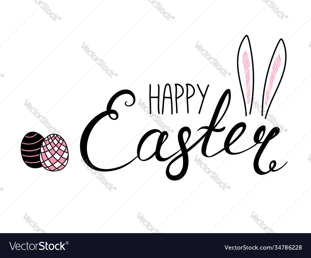 Happy Easter Lettering Royalty Free Vector Image