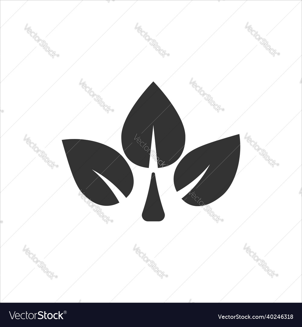 Leaf Icon In Flat Style Plant On White Isolated Vector Image