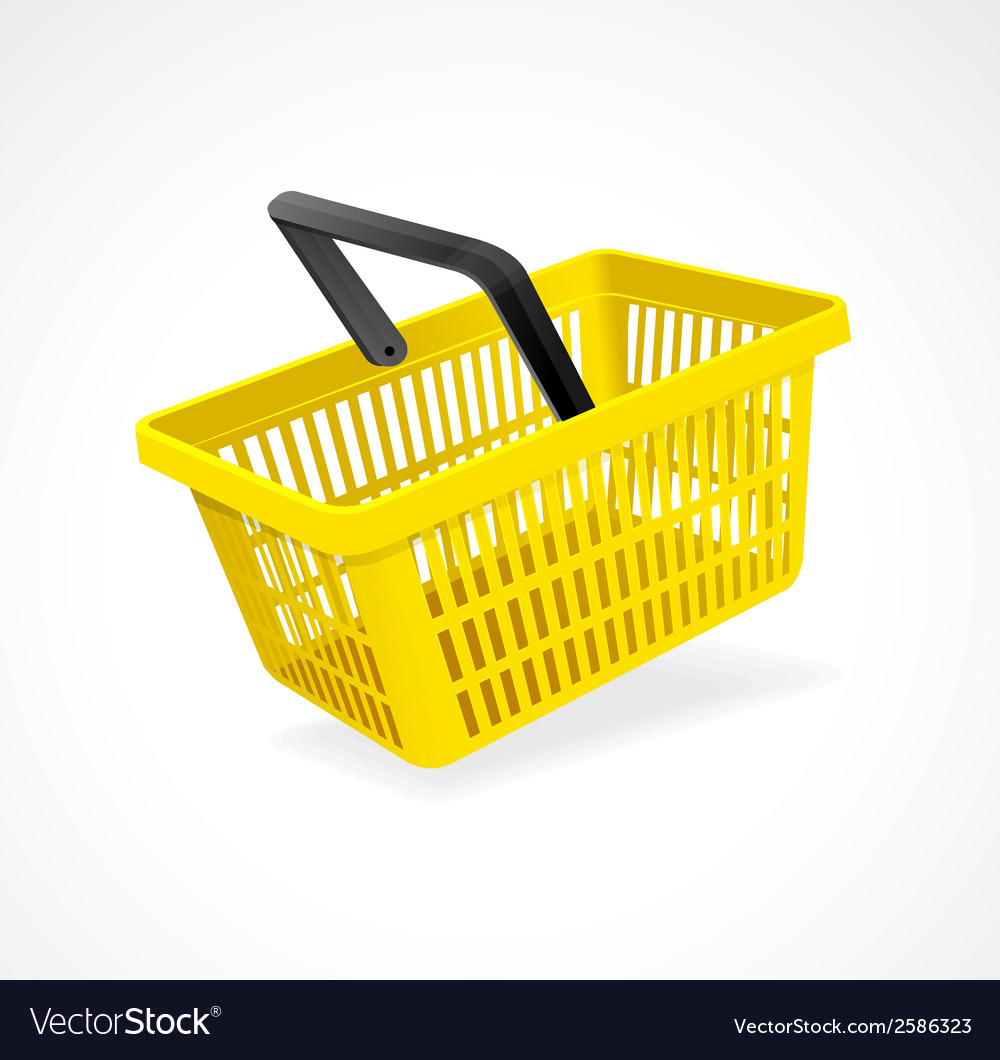 Shopping Basket Yellow On White Royalty Free Vector Image