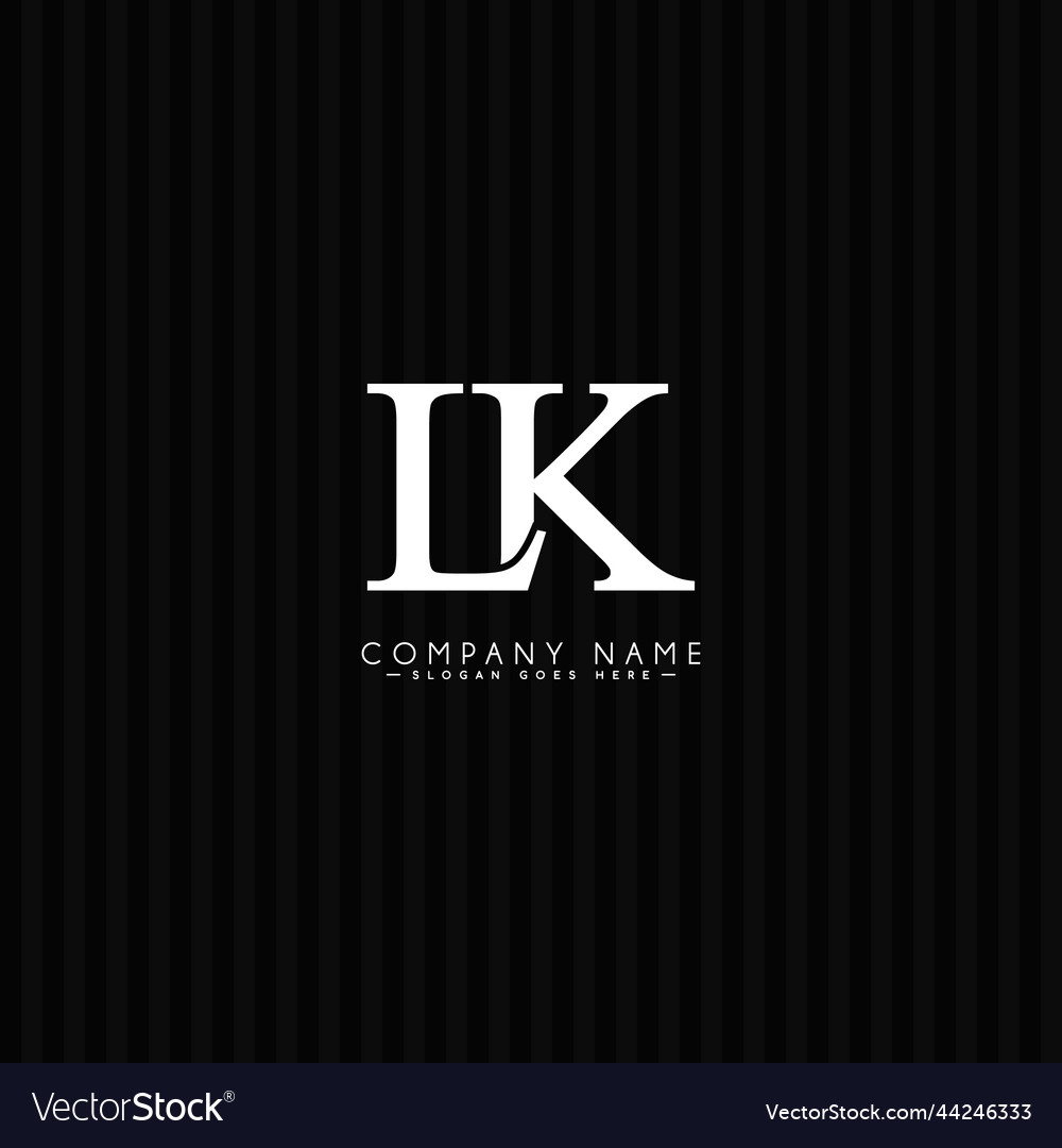 Initial Letter Lk Logo Simple Monogram Vector Image