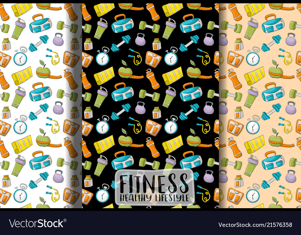 Fitness And Healthy Lifestyle Seamless Pattern Vector Image