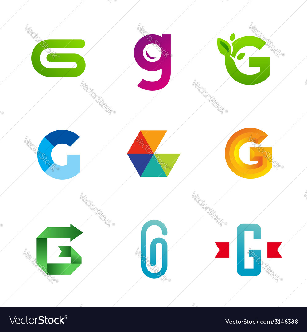 Set Of Letter G Logo Icons Design Template Vector Image