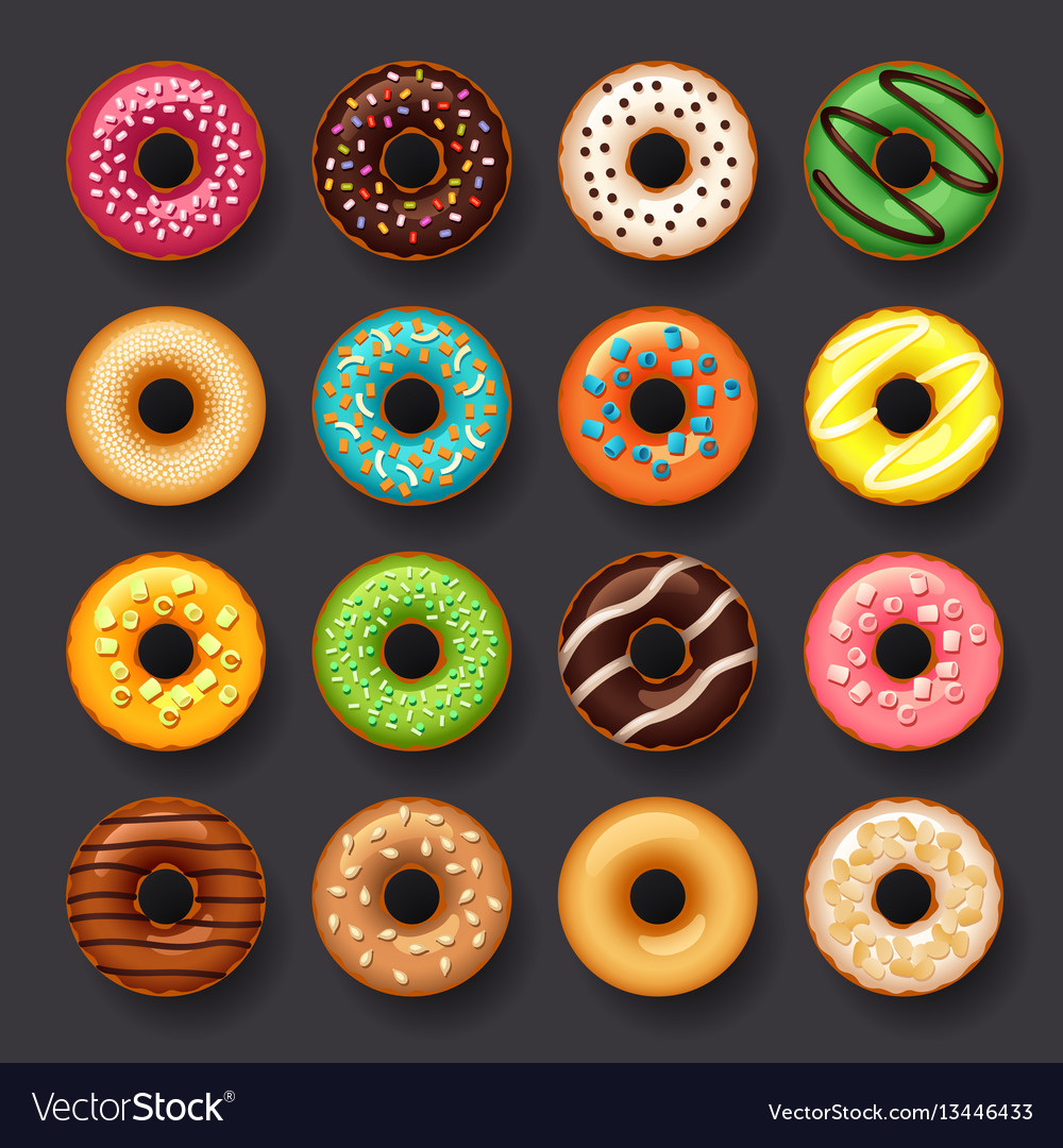 Donut Icon Set Royalty Free Vector Image Vectorstock