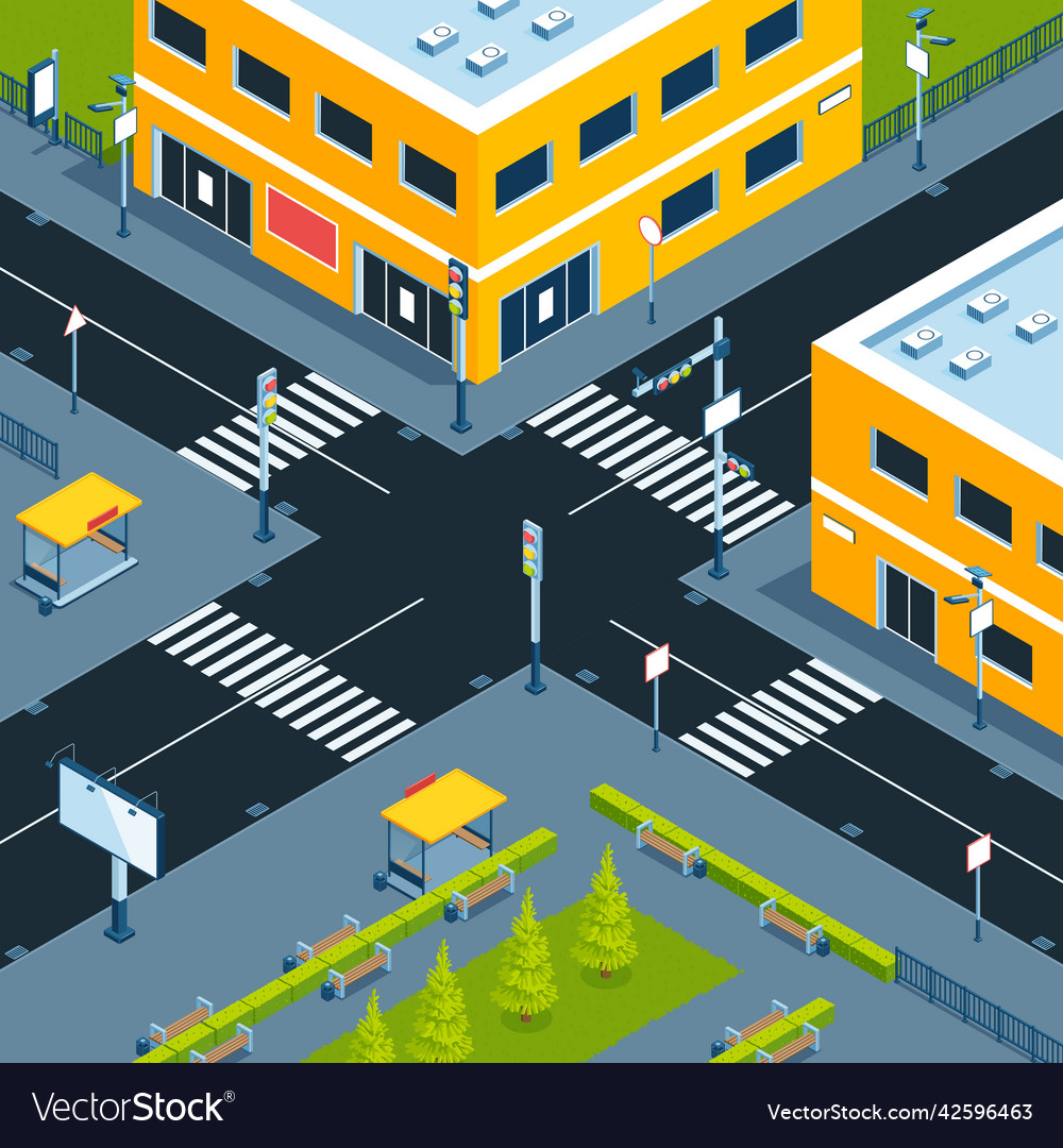 Isometric City Composition Royalty Free Vector Image