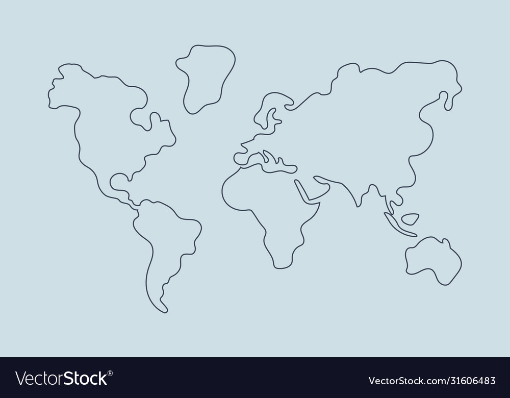 Hand Drawn World Map Isolated Royalty Free Vector Image