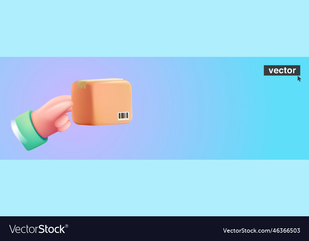 Hand Holding Cardboard Box With Mail Barcode Vector Image