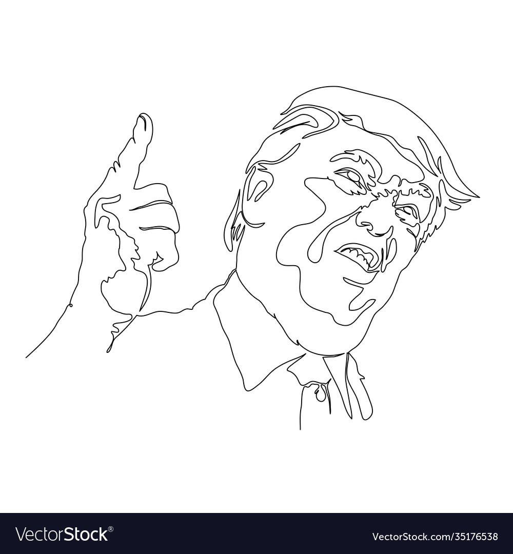 Drawing Continuous Line Donald Trump Royalty Free Vector