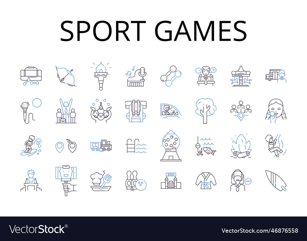 Sport Games Line Icons Collection Athletic Vector Image