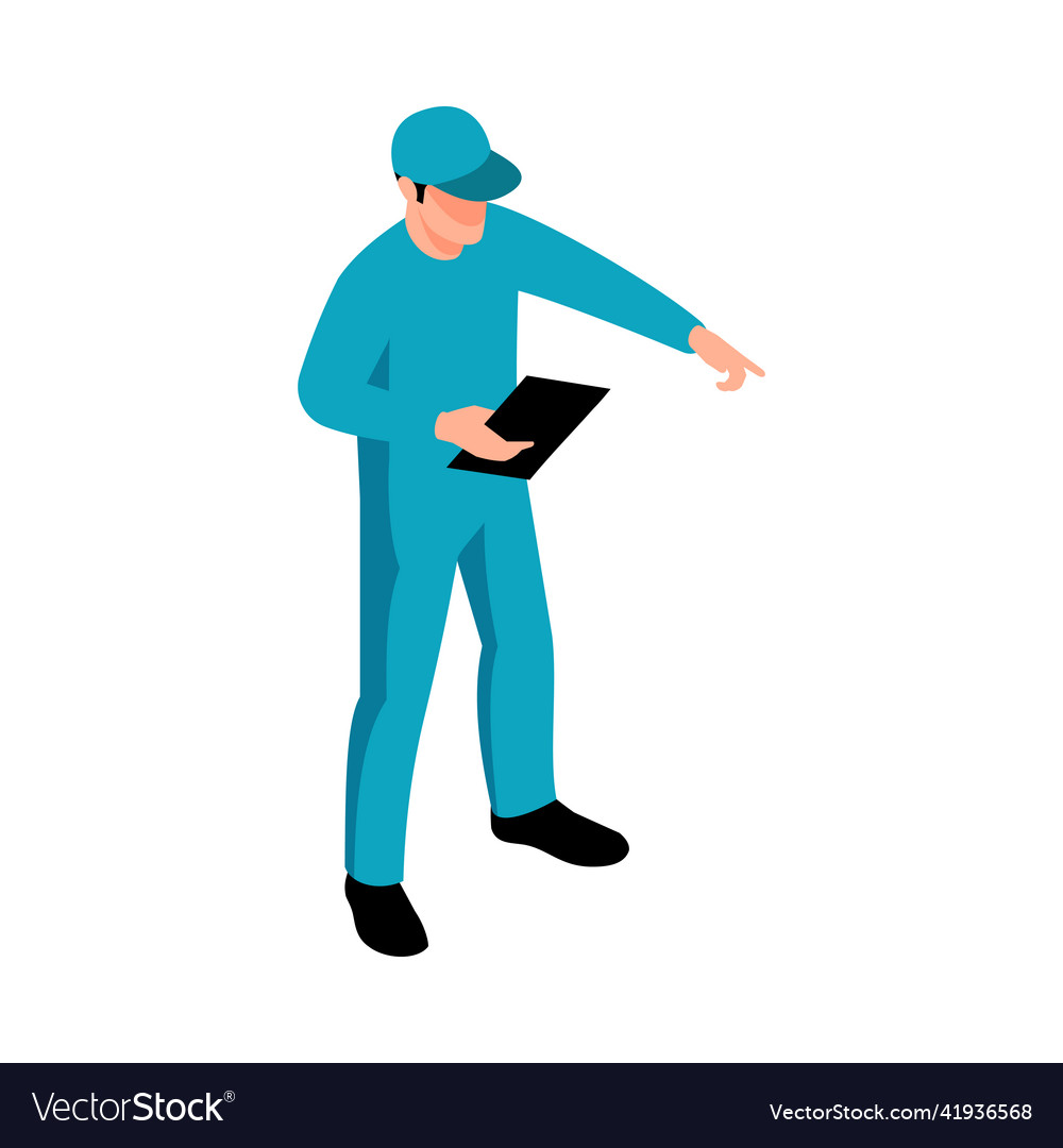 Isometric Warehouse Worker Composition Royalty Free Vector