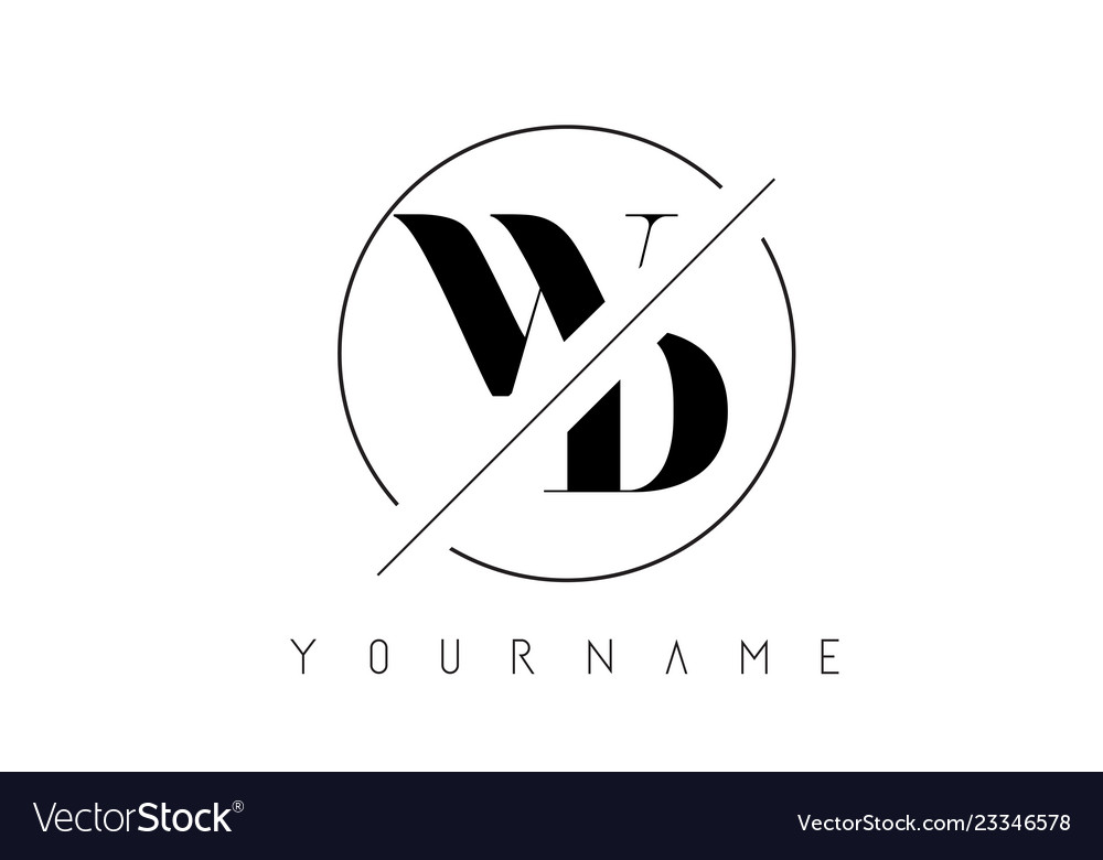 Wd Letter Logo With Cutted And Intersected Design Vector Image