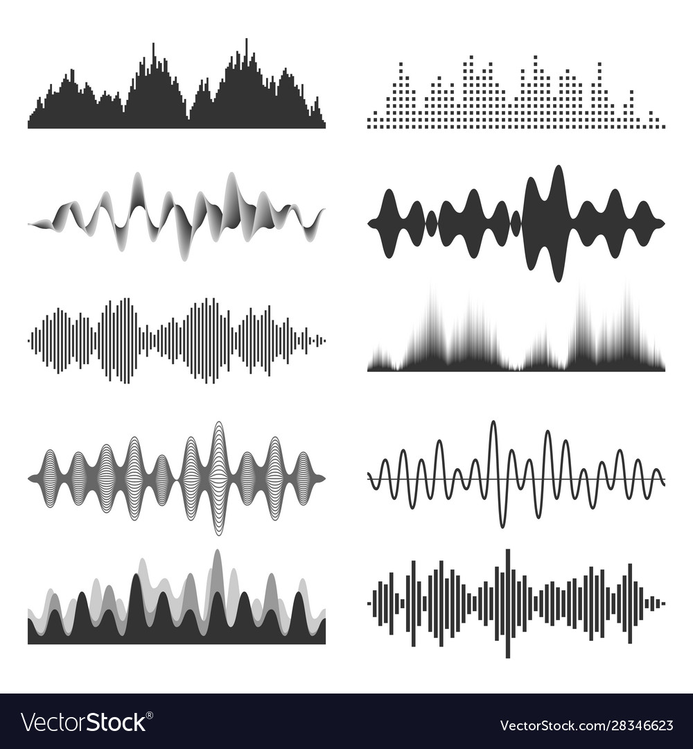 Sound Waves Collection Analog And Digital Audio Vector Image