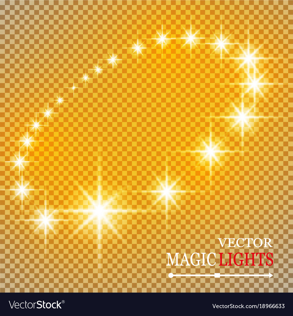 Set Of Golden Glowing Lights Effects Isolated Vector Image