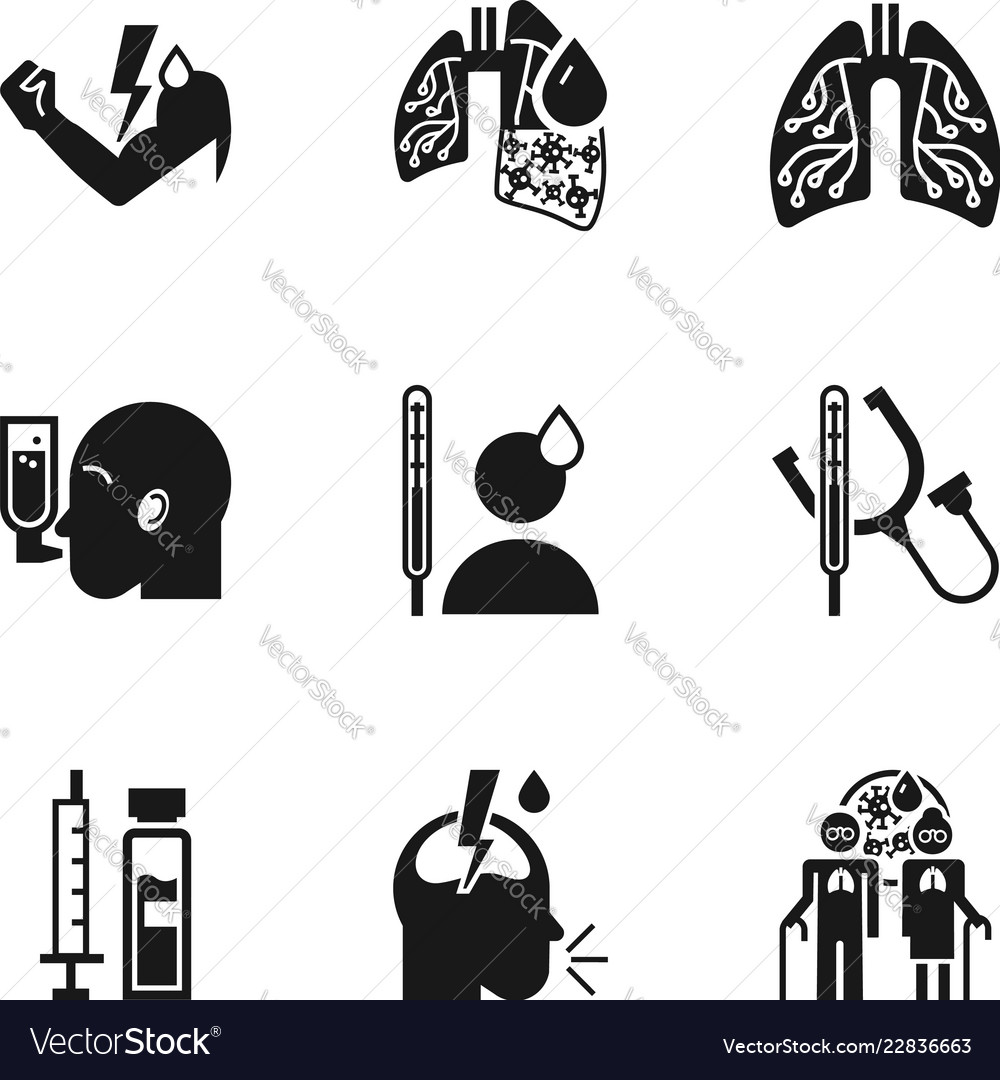 Human Pneumonia Icon Set Simple Style Royalty Free Vector