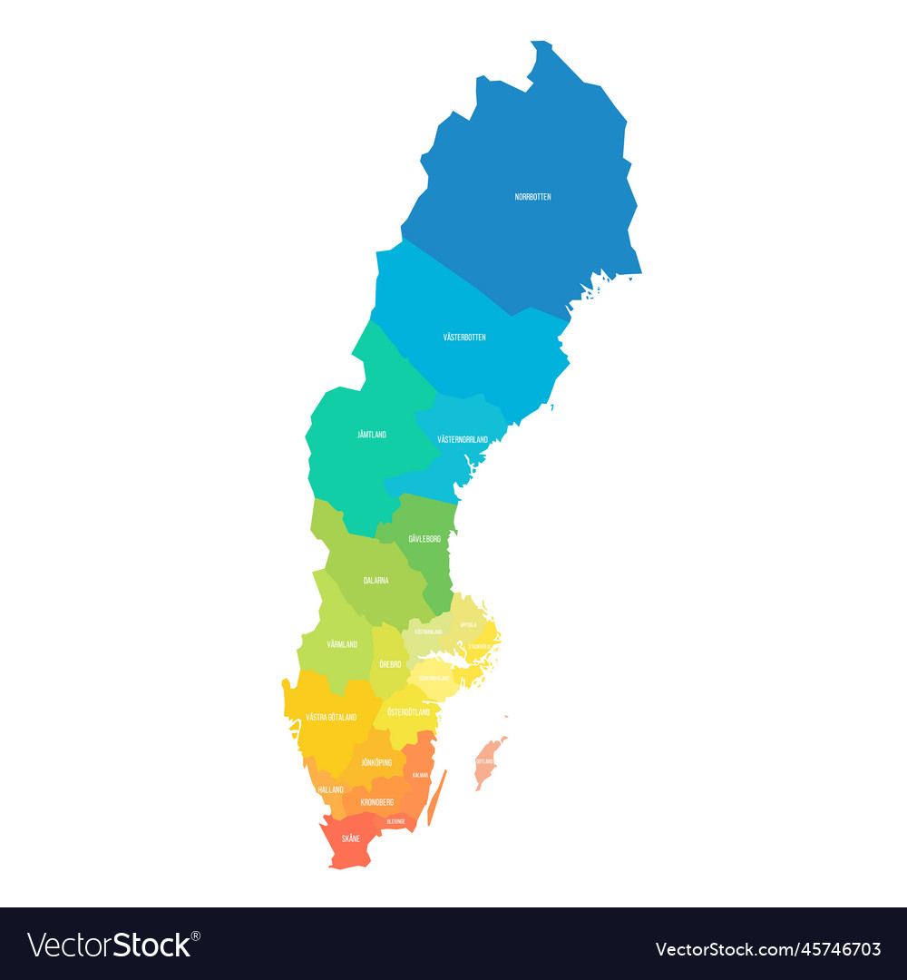 Sweden Political Map Of Administrative Divisions Vector Image