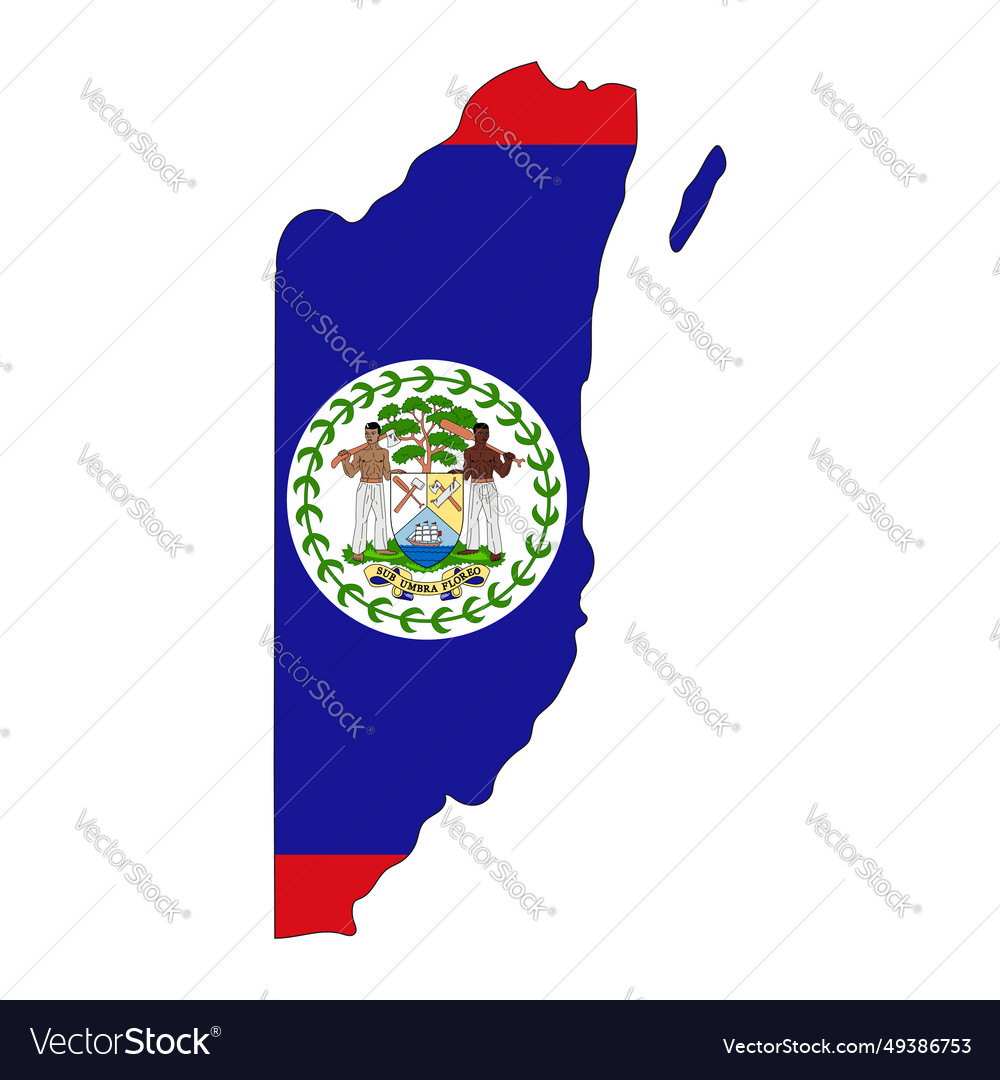 Belize Map Silhouette With Flag Isolated On White Vector Image