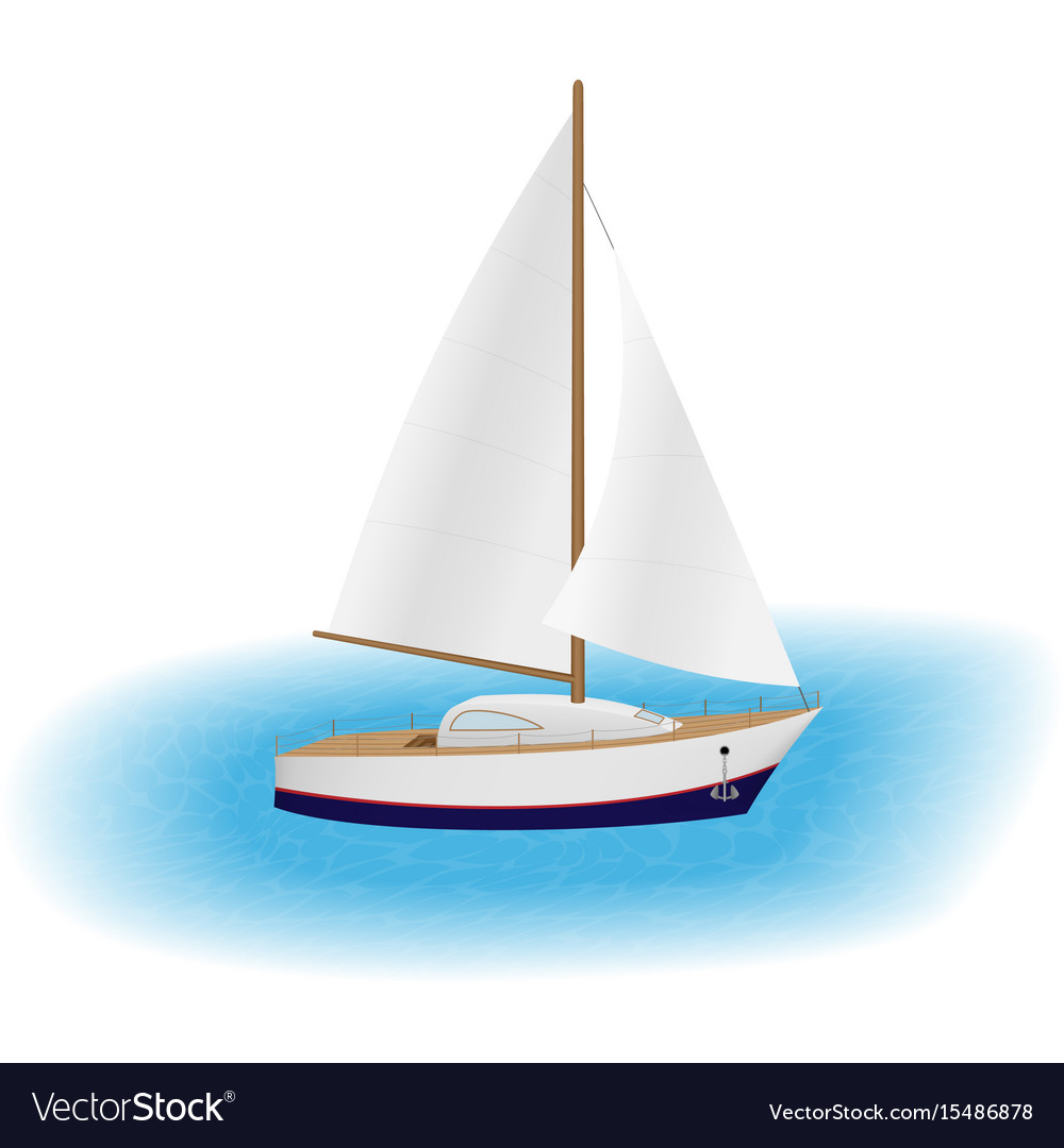 Sailing Yacht With White Sails In A Sea Luxury Vector Image