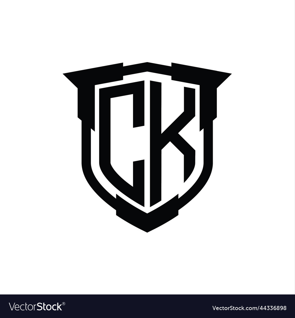 Ck Logo Monogram Letter With Shield Shape Design Vector Image