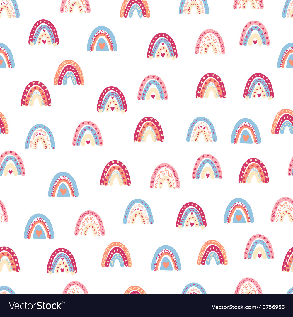 Rainbow Seamless Pattern In Pastel Colors Vector Image