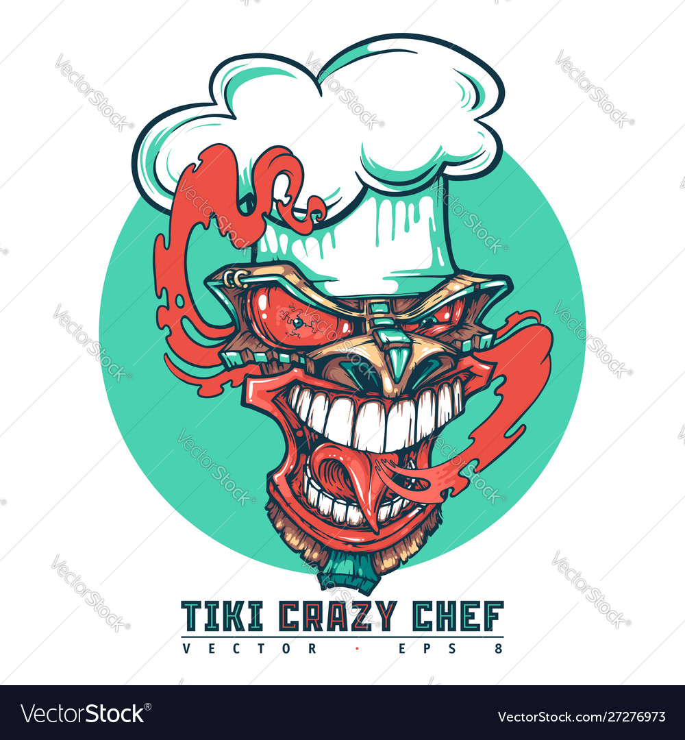 Tiki Crazy Chef Royalty Free Vector Image Vectorstock