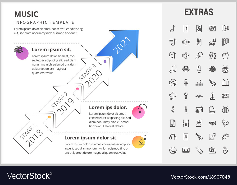 Music Infographic Template Elements And Icons Vector Image