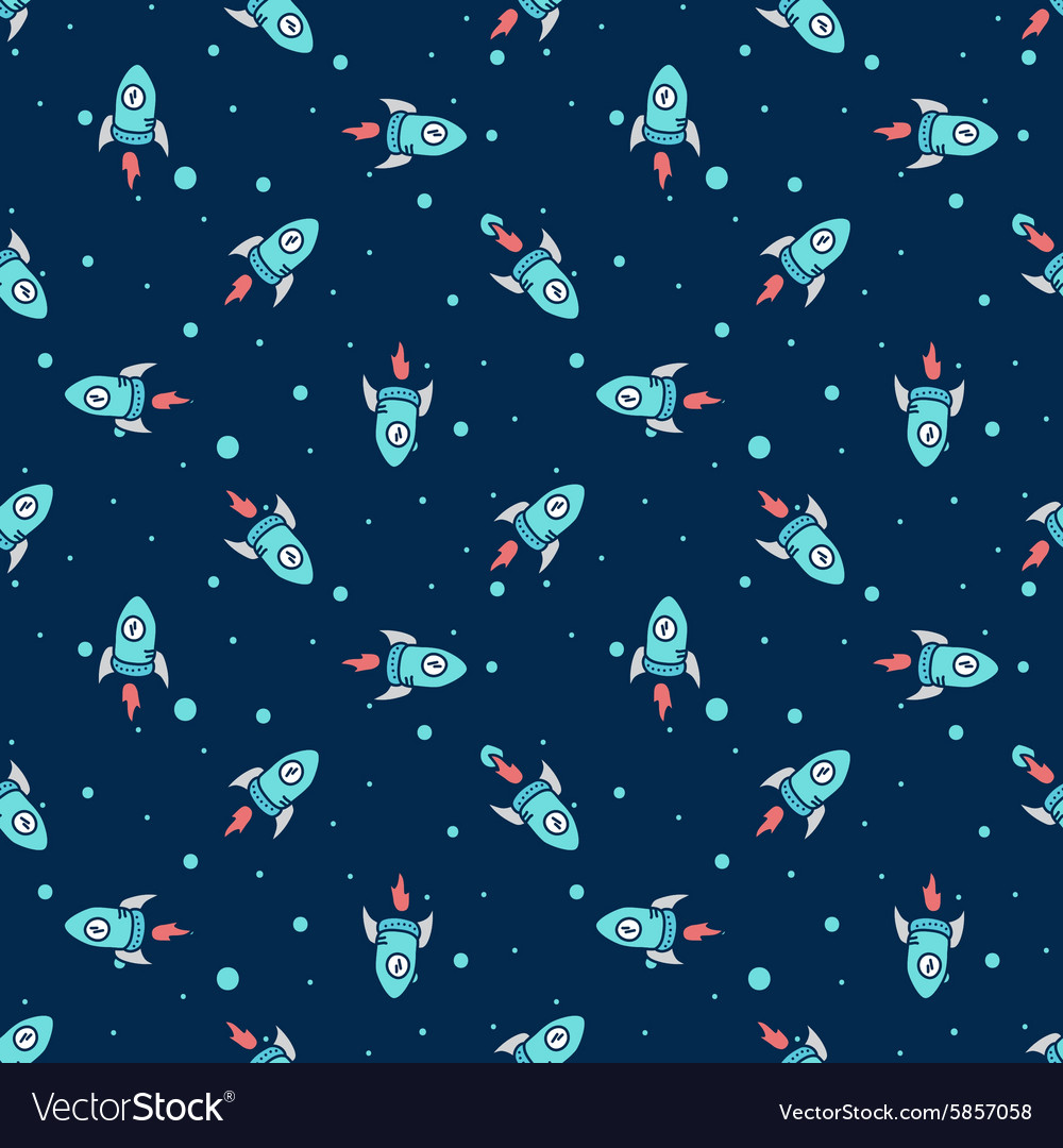 Doodle Style Hand Drawn Rockets In Space Vector Image