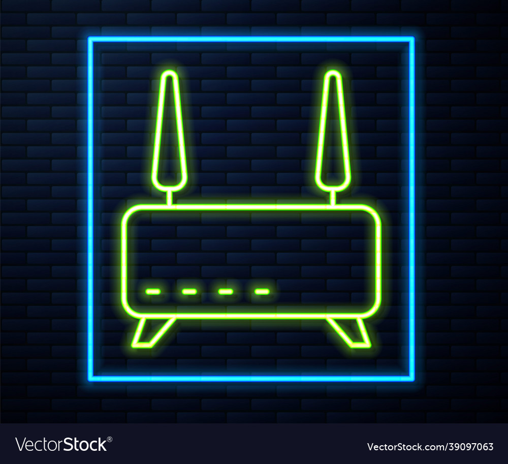 Glowing Neon Line Router And Wi Fi Signal Icon Vector Image