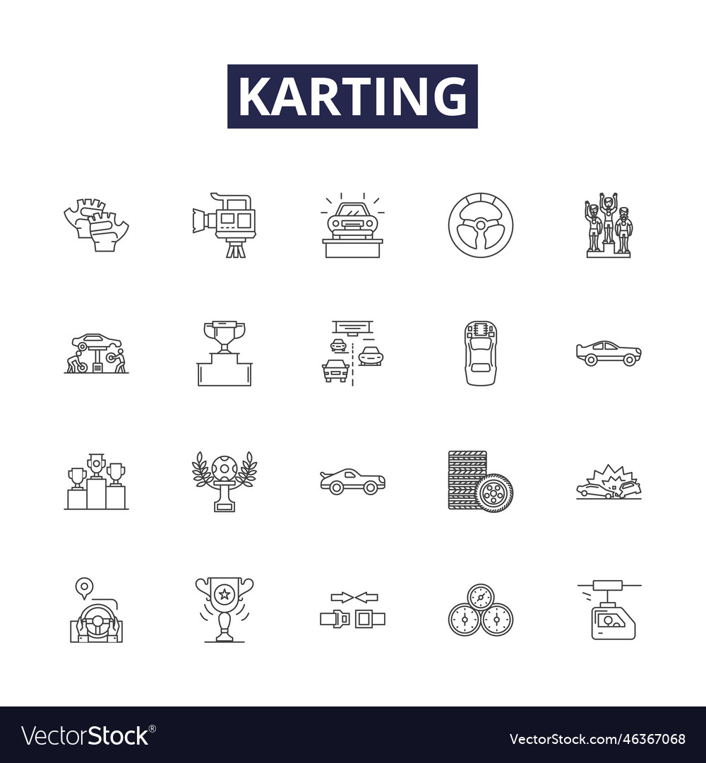 Karting Line Icons And Signs Racing Kart Vector Image