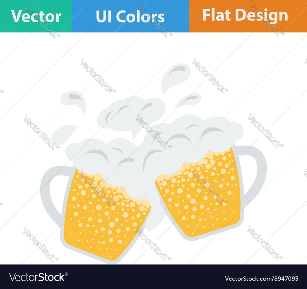 Two Clinking Beer Mugs With Fly Off Foam Icon Vector Image