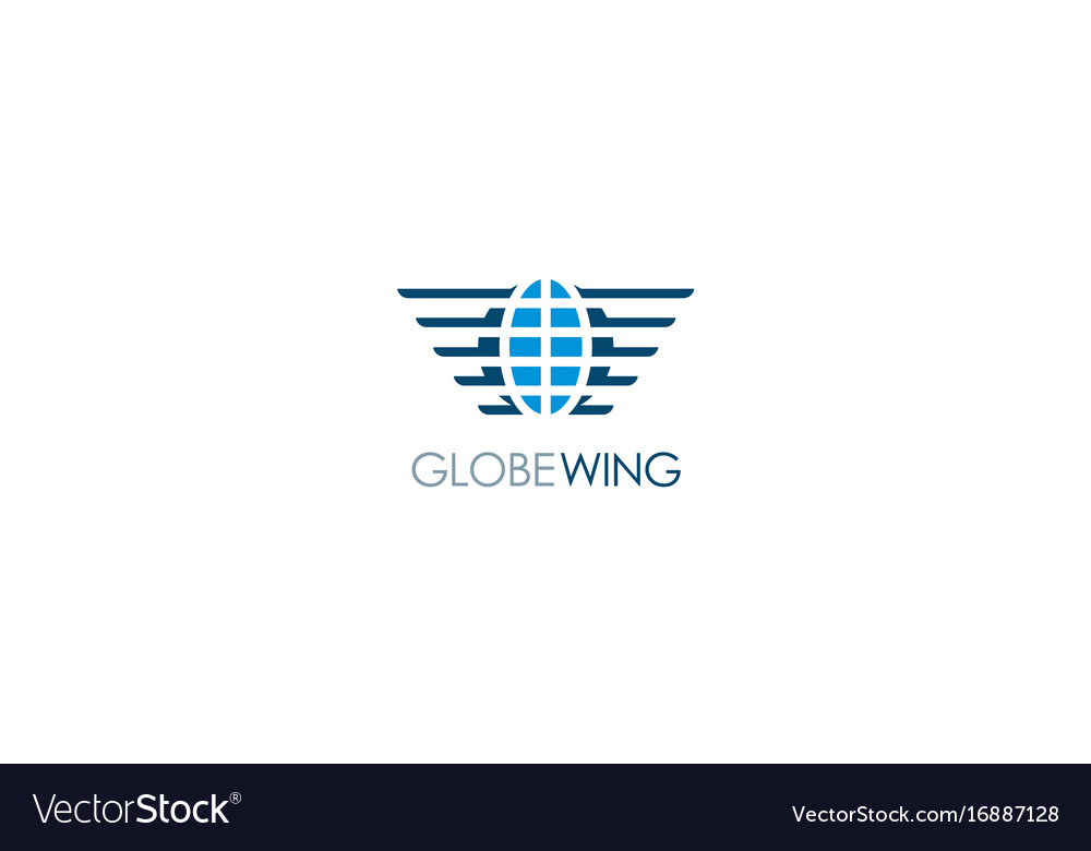 Globe Wing Emblem Logo Royalty Free Vector Image