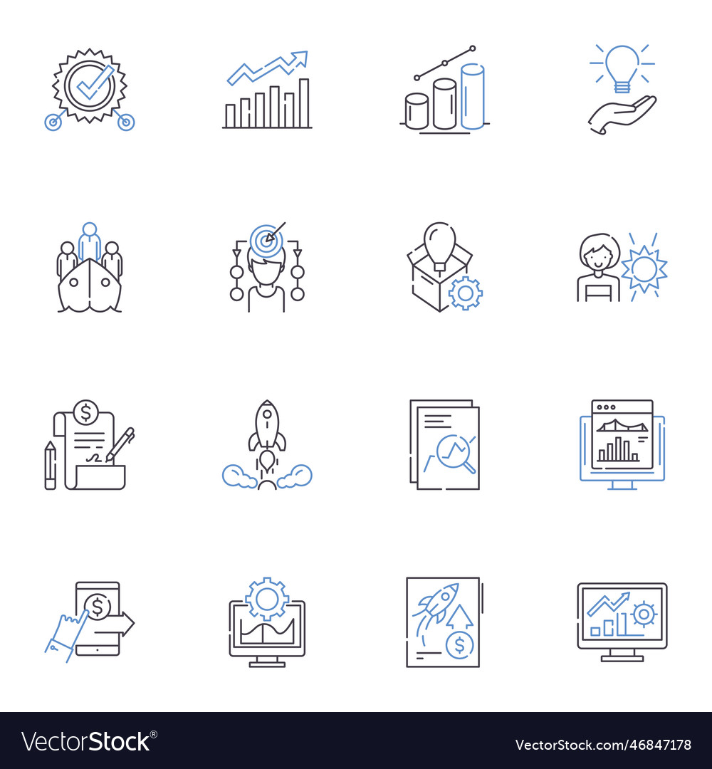 Master Plan Line Icons Collection Strategy Vector Image