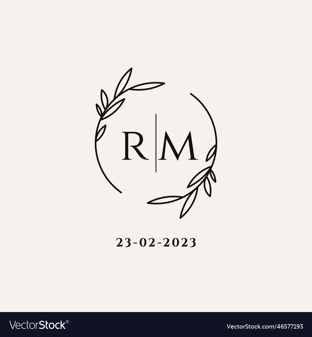 Letter Rm Wedding Monogram Logo Design Royalty Free Vector