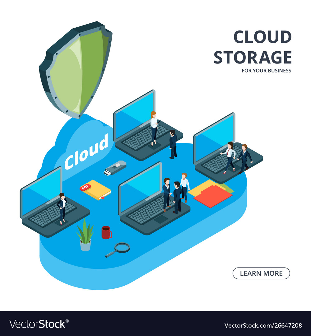 Cloud Storage Concept Isometric Business Vector Image