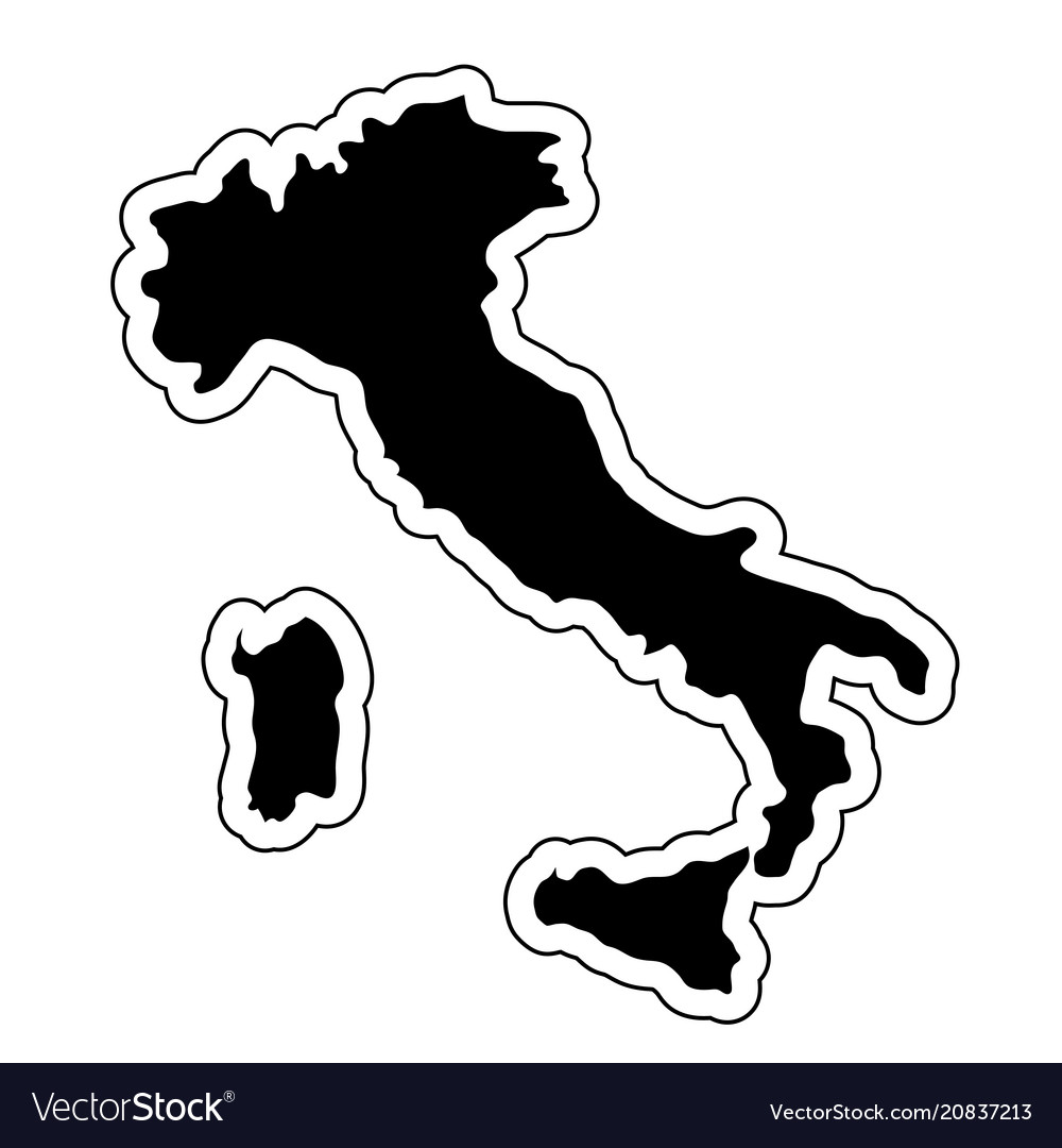 Black Silhouette Of The Country Italy With The Vector Image