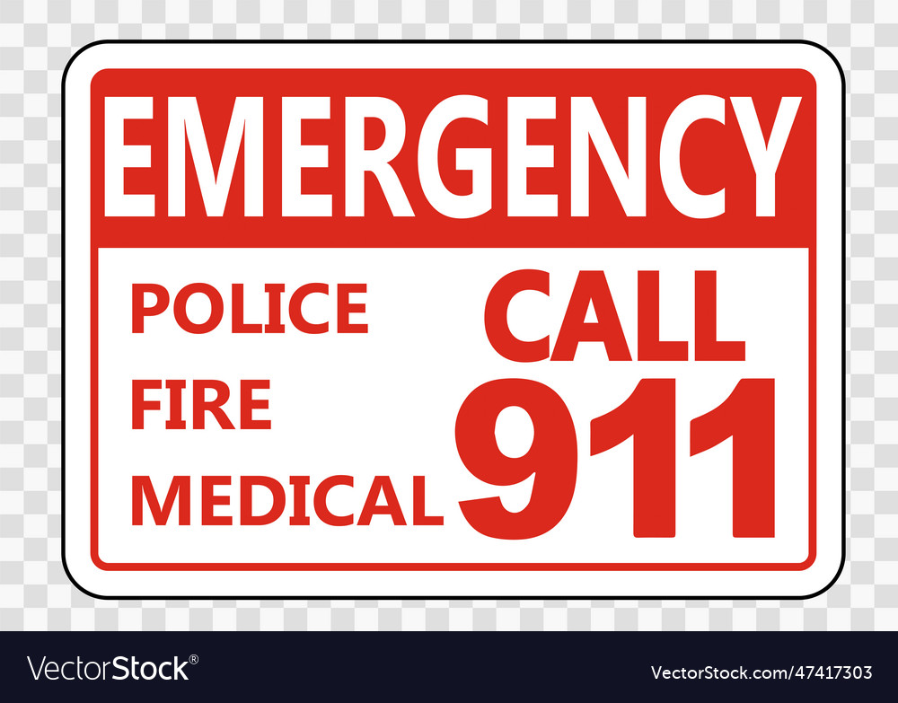 Emergency Call Sign On Transparent Background Vector Image